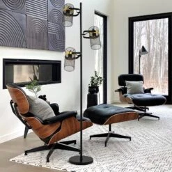 67.25" Echo Black Painted Metal Mesh Three Drum Shade Candlestick Floor Lamp - River Of Goods -Home Decoration Sale GUEST ba1df746 b029 4430 b810 c9324c5432b9