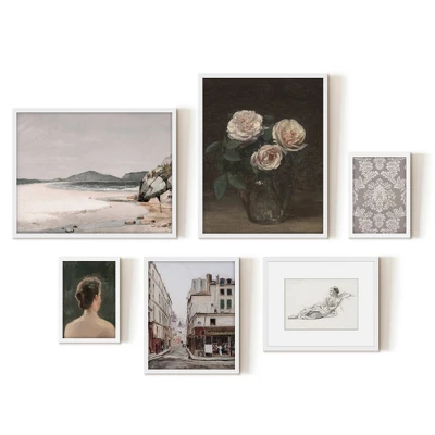 Americanflat 6 Piece Vintage Gallery Wall Art Set - Three Pink Roses, Brazillian Beachscape Street Corner Reclining Woman By Maple + Oak 6 Americanflat 6 Piece Vintage Gallery Wall Art Set - Three Pink Roses, Brazillian Beachscape Street Corner Reclining Woman By Maple + Oak - Image 6