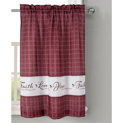 Kate Aurora Country Living Gingham Check Hope Faith Love 3 Pc Cafe Kitchen Curtain Set 2 Kate Aurora Country Living Gingham Check Hope Faith Love 3 Pc Cafe Kitchen Curtain Set - Image 2