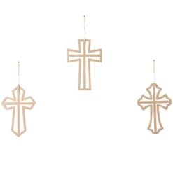 Set Of 3 Wood Biblical Carved Beaded Crosses Wall Decors With Rope Hanger Brown - Olivia & May -Home Decoration Sale GUEST be83ebb4 df01 45f6 989c 06b397eb881c