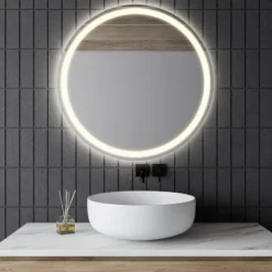 Dane 27" Round Frameless Anti-Fog Aluminum Front/Back-lit Tri-color LED Bathroom Vanity Mirror With Smart Touch Control - JONATHAN Y
