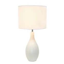 18.11" Traditional Standard Ceramic Dewdrop Table Desk Lamp With Matching Fabric Shade Off-White - Creekwood Home -Home Decoration Sale GUEST c037885d 00d1 4b01 87fd 20d396f1883d