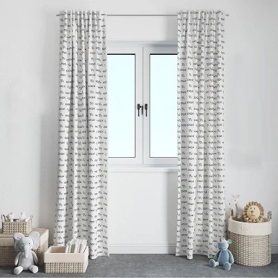 Bacati - Love Grey Kisses N Hugs Cotton Printed Single Window Curtain Panel 1 Bacati - Love Grey Kisses N Hugs Cotton Printed Single Window Curtain Panel