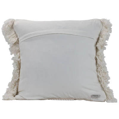 Braided Geometric Pattern Hand Woven 18x18" Decorative Cotton Throw Pillow With Hand Tied Fringe - Foreside Home & Garden 2 Braided Geometric Pattern Hand Woven 18x18" Decorative Cotton Throw Pillow With Hand Tied Fringe - Foreside Home & Garden - Image 2