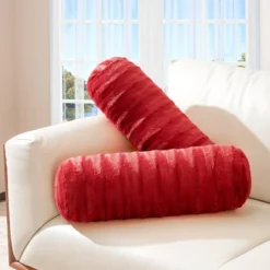 Cheer Collection Decorative Faux Fur Bolster Pillows Set Of 2 -Home Decoration Sale GUEST c65f6613 18bb 43a0 866f 58ca03a991d9