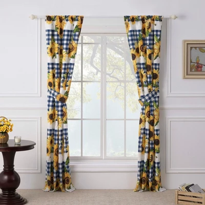 Sunflower Window Panel Blackout Curtain Pair 42" X 84" Gold By Barefoot Bungalow 2 Sunflower Window Panel Blackout Curtain Pair 42" X 84" Gold By Barefoot Bungalow - Image 2