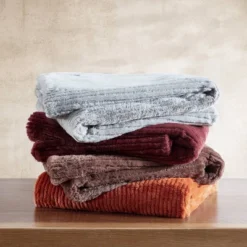 Eddie Bauer Ribbed Super Soft Textured Solid Orange 50" X 60" Throw Blanket -Home Decoration Sale GUEST c88126b3 6c68 4163 87a5 5c512ae07f10