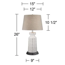 360 Lighting Helene Country Cottage Table Lamp 26" High Cream White Ceramic With Dimmable USB Workstation Base Tan Drum Linen For Living Room Desk 11 360 Lighting Helene Country Cottage Table Lamp 26" High Cream White Ceramic With Dimmable USB Workstation Base Tan Drum Linen For Living Room Desk -Home Decoration Sale GUEST c8870944 48a0 4b59 974e 936cd968e8fb