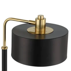 Possini Euro Design Myles Modern Mid Century Desk Lamp 24" High Black Gold With Dual USB Charging Ports Metal Drum Shade For Bedroom Living Room Home -Home Decoration Sale GUEST c95c07aa 134f 4f3a b0b8 338184566037