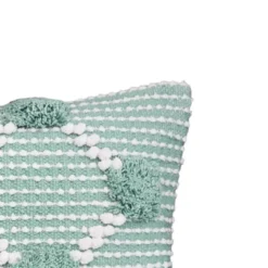 Carol & Frank 14" X 22" Josie Surf Green Bolster Woven Throw Pillow