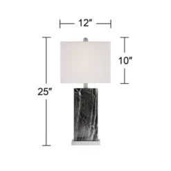 360 Lighting Connie Modern Table Lamps Set Of 2 25" High Black Faux Marble With USB Charging Ports White Rectangular Shade For Living Room House Desk -Home Decoration Sale GUEST c9e5a49e 8c74 471f 87b6 8ce8fcf7d05a