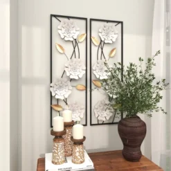 Set Of 2 Metal Floral Wall Decors With Black Frame White - Olivia & May 22 Set Of 2 Metal Floral Wall Decors With Black Frame White - Olivia & May -Home Decoration Sale GUEST ca29ffb6 9d6a 4d6a aea5 84ddf3b6890a