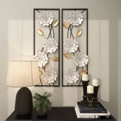 Set Of 2 Metal Floral Wall Decors With Black Frame White - Olivia & May 23 Set Of 2 Metal Floral Wall Decors With Black Frame White - Olivia & May -Home Decoration Sale GUEST ca77d5aa f466 4b83 a0aa 216760f7b6d0