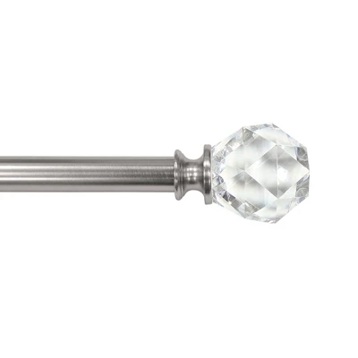 Decorative Drapery Curtain Rod With Faceted Crystal Finials Brushed Nickel - Lumi Home Furnishings 5 Decorative Drapery Curtain Rod With Faceted Crystal Finials Brushed Nickel - Lumi Home Furnishings - Image 5