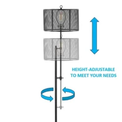 64.5" Noah Modern Industrial Iron Height-Adjustable LED Floor Lamp Black (Includes LED Light Bulb) - JONATHAN Y -Home Decoration Sale GUEST ce3b4e3b b261 42e0 b670 04c0ba0e0a0c