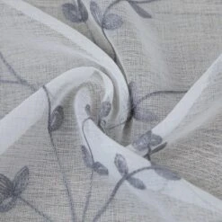 Trinity Sheer Curtains Leaves Embroidered Kitchen Curtains Rod Pocket Faux Linen Textured Window Treatments, Set Of 2 -Home Decoration Sale GUEST ce678ba2 fc7d 452b a1cc e38f69fea5d6