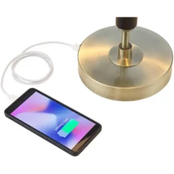 Possini Euro Design Possini Euro® Wyndham Desk Lamp With Glass Shade And Dual USB Ports -Home Decoration Sale GUEST cfa3a629 69c9 4678 8598 75a383393ac9