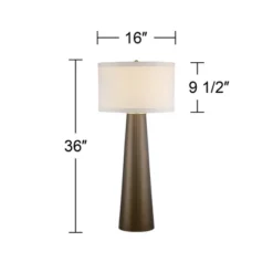 Possini Euro Design Karen Modern Table Lamp 36" Tall Dark Gold Glass With Table Top Dimmer Off White Fabric Drum Shade For Bedroom Living Room Bedside -Home Decoration Sale GUEST cfef7d8d 90e2 4c2c b118 e2d6aa9110ee