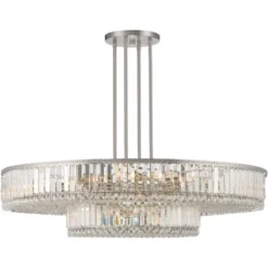 Stiffel Brushed Nickel Chandelier 40 1/4" Wide Modern 2-Tier Frame Clear Crystal 16-Light Fixture For Dining Room House Entryway -Home Decoration Sale GUEST d2fd3f11 1288 486c a2ea 5799e0a62b2b