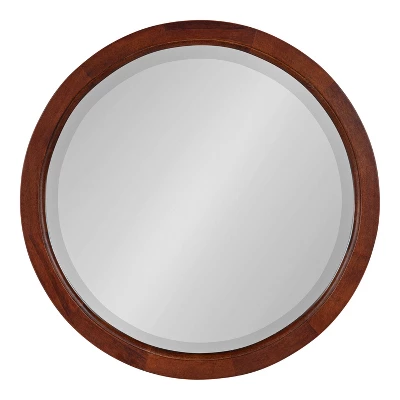 18" X 18" Hogan Round Framed Decorative Wall Mirror Walnut Brown - Kate & Laurel All Things Decor 1 18" X 18" Hogan Round Framed Decorative Wall Mirror Walnut Brown - Kate & Laurel All Things Decor