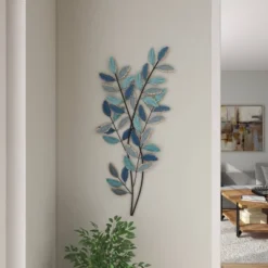 Metal Leaf Wall Decor With Gold Accent Blue - Olivia & May -Home Decoration Sale GUEST d51f458f 58a8 4291 8021 0565a0b816a2