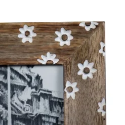 White Flower Pattern 4x6 Inch Wood Decorative Picture Frame - Foreside Home & Garden -Home Decoration Sale GUEST d51f80fd 5018 4f11 945c 83fa8422626f