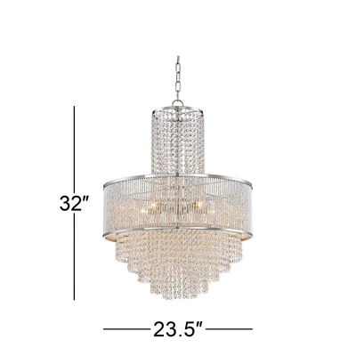 Vienna Full Spectrum Pioggia Chrome Pendant Chandelier 23 1/2" Wide Modern Crystal 5-Light Fixture For Dining Room House Foyer Kitchen Island Entryway 4 Vienna Full Spectrum Pioggia Chrome Pendant Chandelier 23 1/2" Wide Modern Crystal 5-Light Fixture For Dining Room House Foyer Kitchen Island Entryway - Image 4