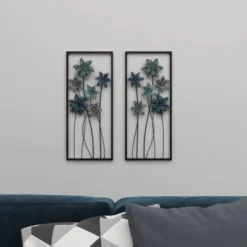 Metal Floral Wall Decor With Black Frame Set Of 2 Gray - Olivia & May -Home Decoration Sale GUEST d5cd7d79 00ae 41fd bbb0 34ea6f15b5a1