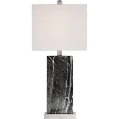 360 Lighting Connie Modern Table Lamps Set Of 2 25" High Black Faux Marble With USB Charging Ports White Rectangular Shade For Living Room House Desk -Home Decoration Sale GUEST d65ccb1a 0e4c 4d8b 9773 5f7676ddddc4