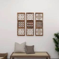 Wood Geometric Intricately Carved Wall Decor With Bells Set Of 3 Brown - Olivia & May 29 Wood Geometric Intricately Carved Wall Decor With Bells Set Of 3 Brown - Olivia & May -Home Decoration Sale GUEST d695aa14 64a4 443a a359 394dfa26c66a
