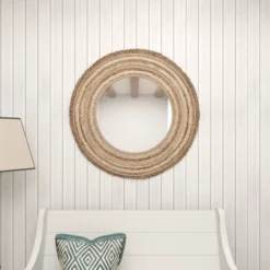 Wood Braided Frame Wall Mirror Beige - Olivia & May -Home Decoration Sale GUEST d8c3d175 1b5a 4846 9c3f 0beb07398b06