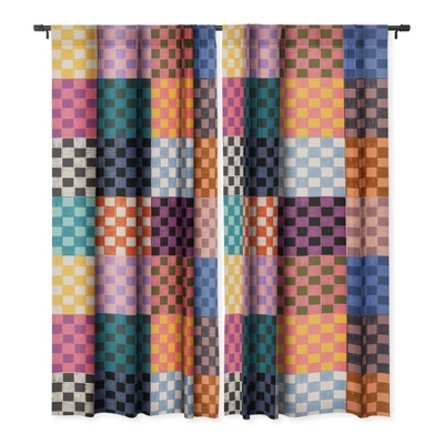 Schatzi Brown Alice Check Multi 84" X 50" Single Panel Blackout Window Curtain - Deny Designs 2 Schatzi Brown Alice Check Multi 84" X 50" Single Panel Blackout Window Curtain - Deny Designs - Image 2