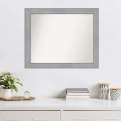 32" X 26" Non-Beveled Vista Brushed Nickel Wall Mirror - Amanti Art -Home Decoration Sale GUEST da26343f 1a56 4880 961b 6b1c35e273b3