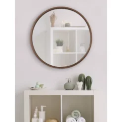 26" X 26" Travis Round Wood Accent Decorative Wall Mirror Bronze - Kate & Laurel All Things Decor -Home Decoration Sale GUEST db136aa4 f8a5 4374 b4e9 44b4c1c9a511