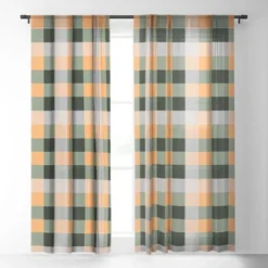 Miho Retro Color Illusion Single Panel Sheer Window Curtain - Deny Designs