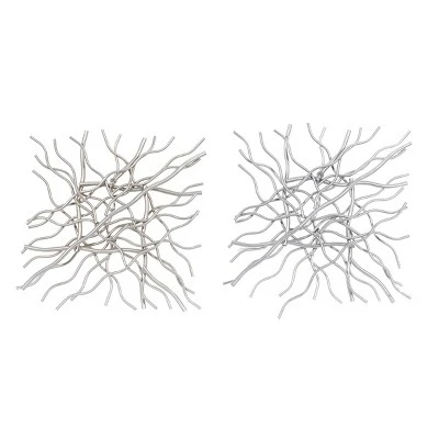 Set Of 2 Metal Geometric Branch Inspired Wall Decors Gold/Silver - Olivia & May 2 Set Of 2 Metal Geometric Branch Inspired Wall Decors Gold/Silver - Olivia & May - Image 2