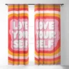 Showmemars Love Yourself Retro Type Single Panel Sheer Window Curtain - Society 6