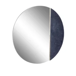 Glass Wall Mirror With Marble Accent Black - The Novogratz