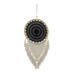 42" X 16" Cotton Macrame Handmade Intricately Woven Dreamcatcher Wall Decor With Beaded Fringe Tassels Black - Olivia & May -Home Decoration Sale GUEST e2e3a253 85ca 4a48 8029 d0f27269a0ec