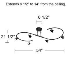 Pro Track Salazar S-Wave 6-Head LED Ceiling Track Light Fixture Kit Spot Light GU10 Adjustable Black Metal Modern Kitchen Bathroom Dining 54" Wide -Home Decoration Sale GUEST e411a058 8b4d 434e aab8 69d7d49db37b