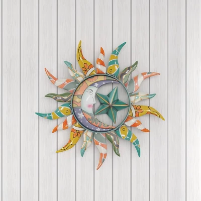 Metal Sun And Moon Indoor Outdoor Iron Wall Decor With Abstract Patterns - Olivia & May 18 Metal Sun And Moon Indoor Outdoor Iron Wall Decor With Abstract Patterns - Olivia & May - Image 18