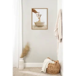 18" X 24" Sylvie Mother Baby Giraffe Tub Framed Canvas By Amy Peterson Natural - Kate & Laurel All Things Decor -Home Decoration Sale GUEST e4e98d3f f6b5 47c2 8e39 8968f0ea5b0c