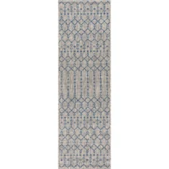Ourika Moroccan Geometric Textured Weave Indoor/Outdoor Area Rug - JONATHAN Y