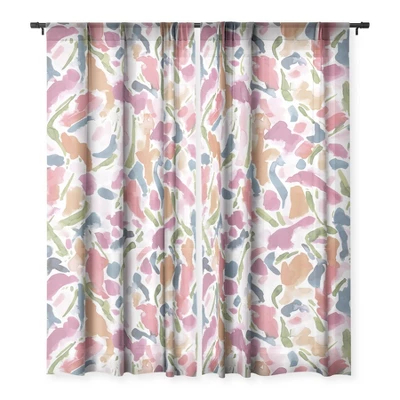 Jacqueline Maldonado Synthesis Raspberry Single Panel Sheer Window Curtain 120" X 50" - Deny Designs 2 Jacqueline Maldonado Synthesis Raspberry Single Panel Sheer Window Curtain 120" X 50" - Deny Designs - Image 2