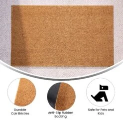 Flash Furniture Harbold 18" X 30" Indoor/Outdoor Solid Natural Coir Doormat With Non-Slip Backing -Home Decoration Sale GUEST e844c532 cae8 4b78 b04b 042e230af693