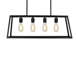 30" Industrial 4-Light Rectangular Island Chandelier (Includes LED Light Bulb) Matte Black - Cresswell Lighting -Home Decoration Sale GUEST e8eea771 ed83 4034 9ddb 5c0e0fda6023