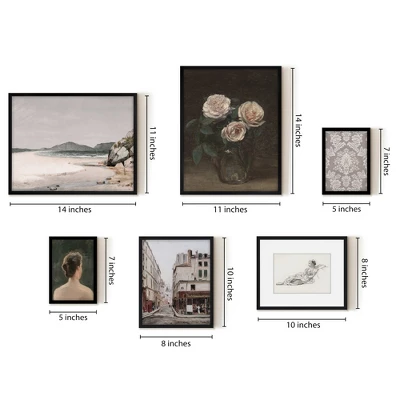 Americanflat 6 Piece Vintage Gallery Wall Art Set - Three Pink Roses, Brazillian Beachscape Street Corner Reclining Woman By Maple + Oak 2 Americanflat 6 Piece Vintage Gallery Wall Art Set - Three Pink Roses, Brazillian Beachscape Street Corner Reclining Woman By Maple + Oak - Image 2