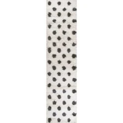Pere Modern Charcoal Dot Shag Area Rug - JONATHAN Y