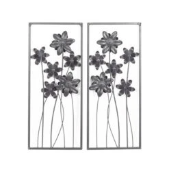 Metal Floral Wall Decor With Black Frame Set Of 2 Gray - Olivia & May -Home Decoration Sale GUEST ec91f3f0 ed95 4239 9e2c d8a92f461c35
