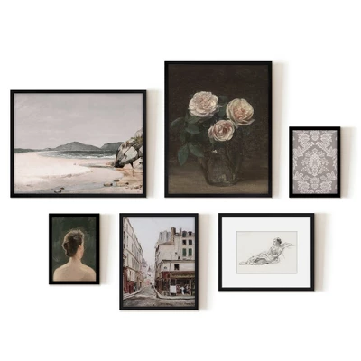 Americanflat 6 Piece Vintage Gallery Wall Art Set - Three Pink Roses, Brazillian Beachscape Street Corner Reclining Woman By Maple + Oak 4 Americanflat 6 Piece Vintage Gallery Wall Art Set - Three Pink Roses, Brazillian Beachscape Street Corner Reclining Woman By Maple + Oak - Image 4